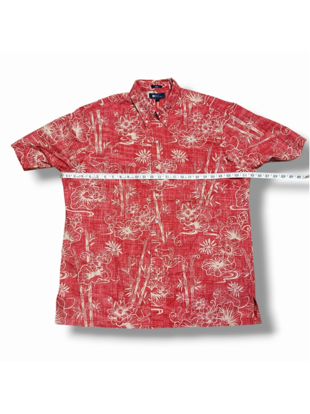 Reyn Spooner Classic Hawaiian Shirt Mens LG Reverse Hibiscus Print Red White - Picture 4 of 9